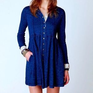 Free People Denim Knit Shirt Dress